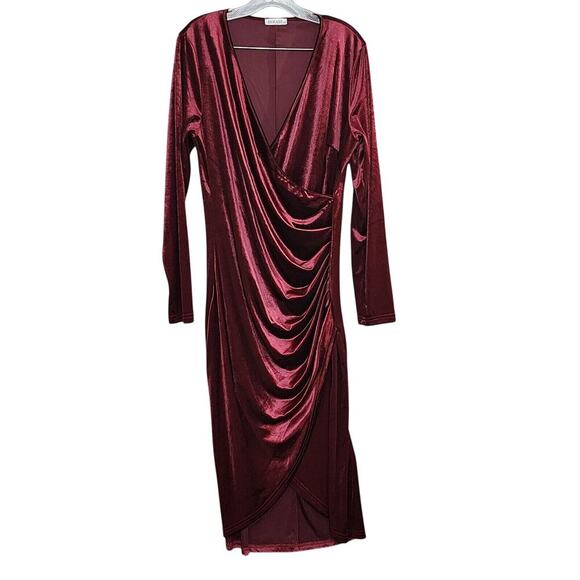 Dirass Sexy Velvet V Neck Bodycon Dress Cocktail Evening Party Formal Midi Dress - Picture 2 of 5